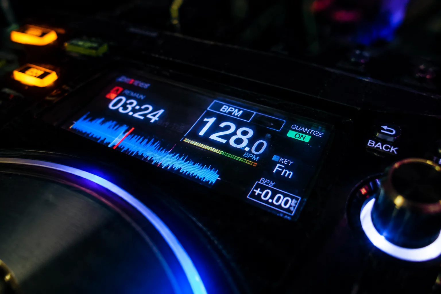 DJ mixer EQ knobs showing high pass filter adjustment and breakdown sequence
