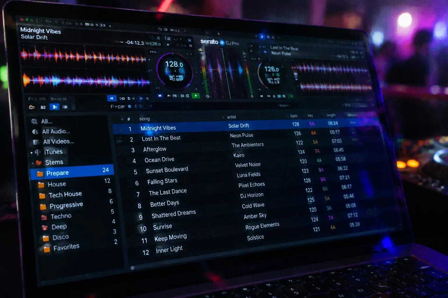 Audio software wave display and cue point overview